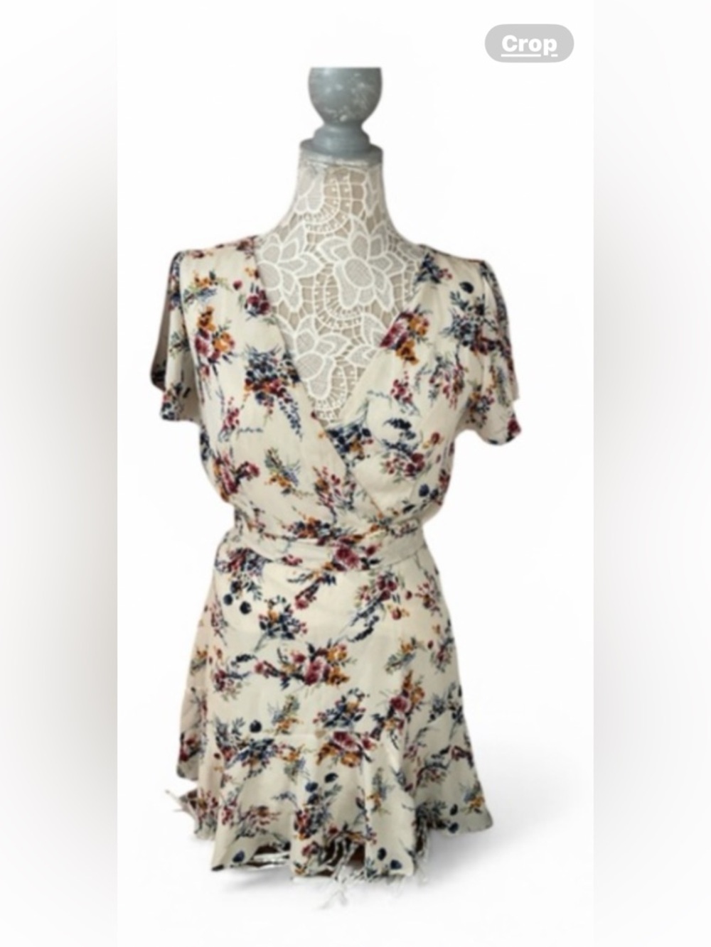 Trixxi Cream Floral Wrap Mini Dress